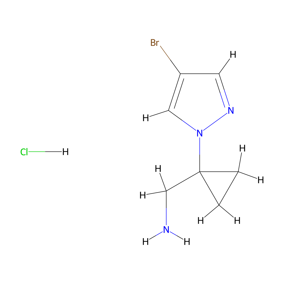 [1-(4-bromo-1H-pyrazol-1-yl)cyclopropyl]methanamine hydrochloride molecular structure, CAS 2126178-04-7