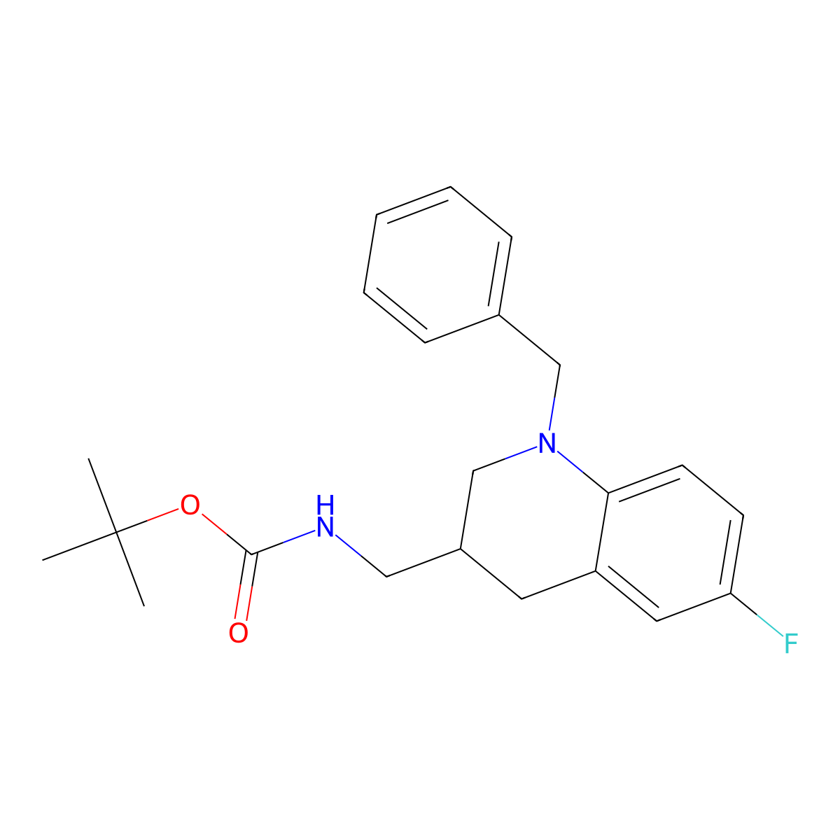 tert-butyl N-[(1-benzyl-6-fluoro-1,2,3,4-tetrahydroquinolin-3-yl)methyl]carbamate molecular structure, CAS 2126178-06-9