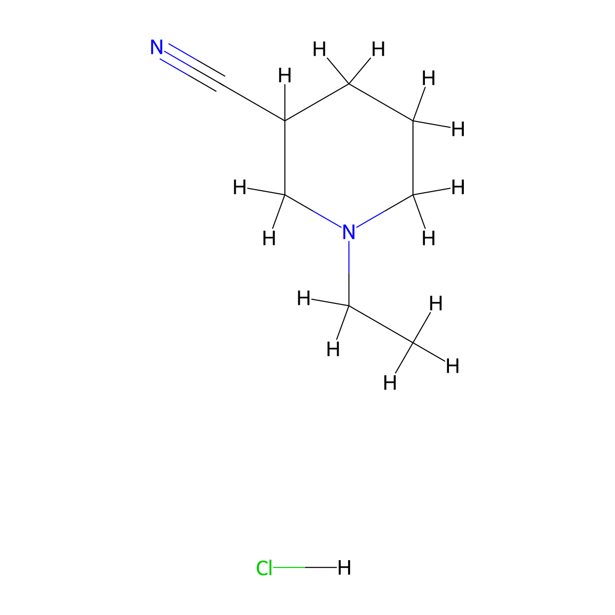 1-Ethylpiperidine-3-carbonitrile hydrochloride molecular structure, CAS 2126178-12-7