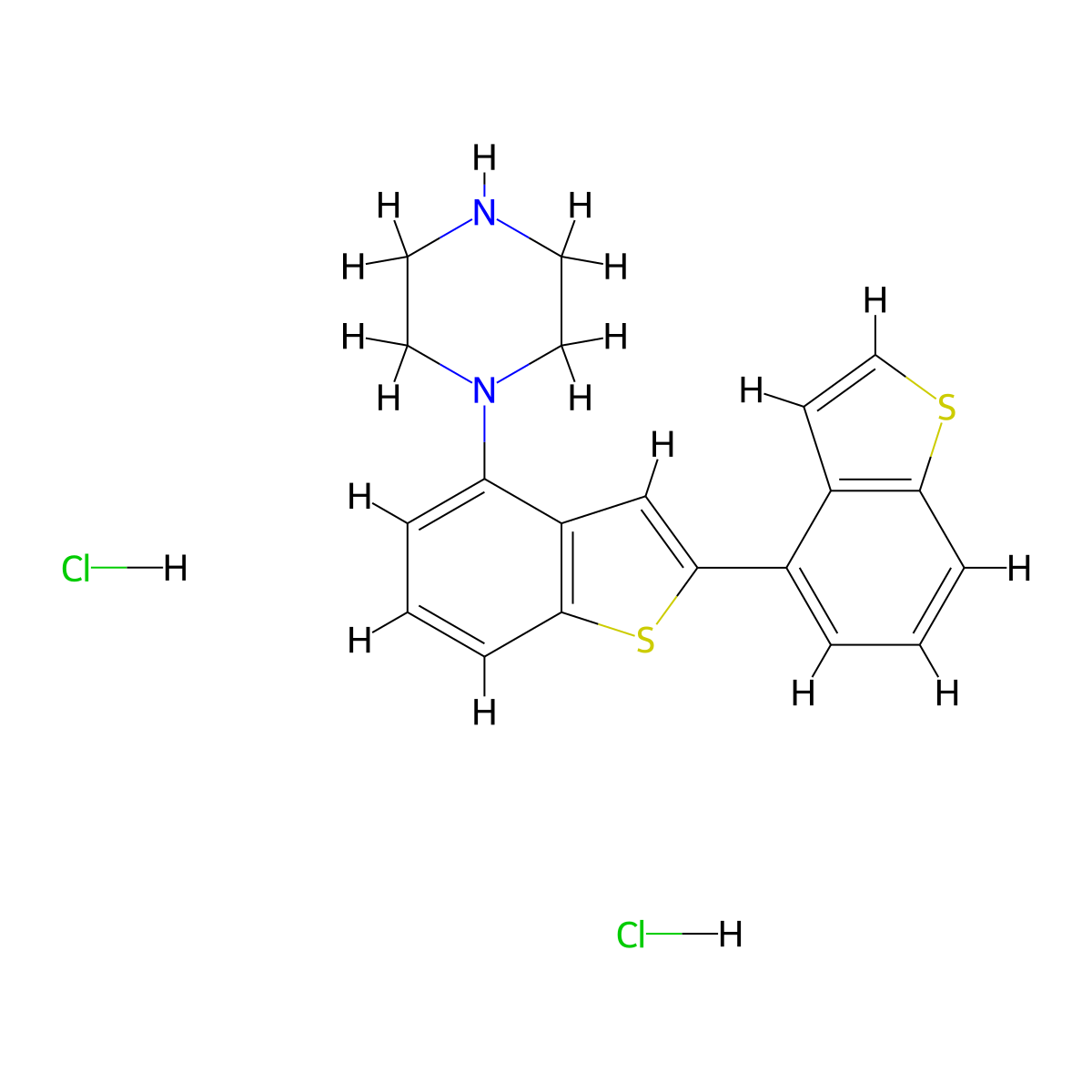 1-(2-(1-Benzothiophen-4-yl)-1-benzothiophen-4-yl)piperazine dihydrochloride molecular structure, CAS 2126178-14-9