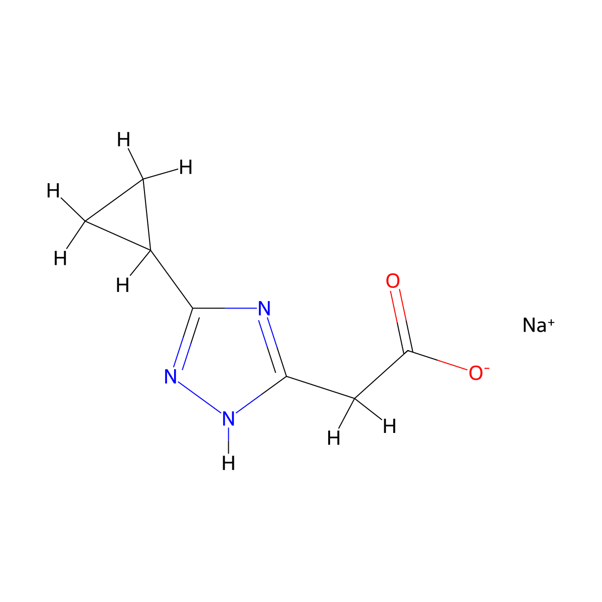 Sodium 2-(5-cyclopropyl-1H-1,2,4-triazol-3-yl)acetate molecular structure, CAS 2126178-24-1