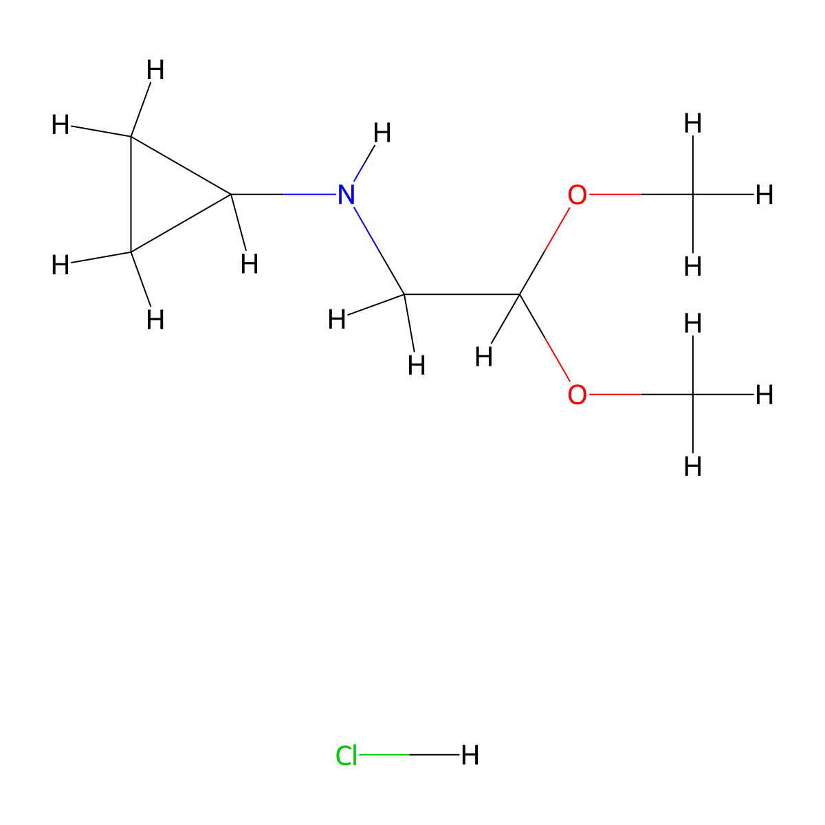 N-(2,2-Dimethoxyethyl)cyclopropanamine hydrochloride molecular structure, CAS 2126178-28-5