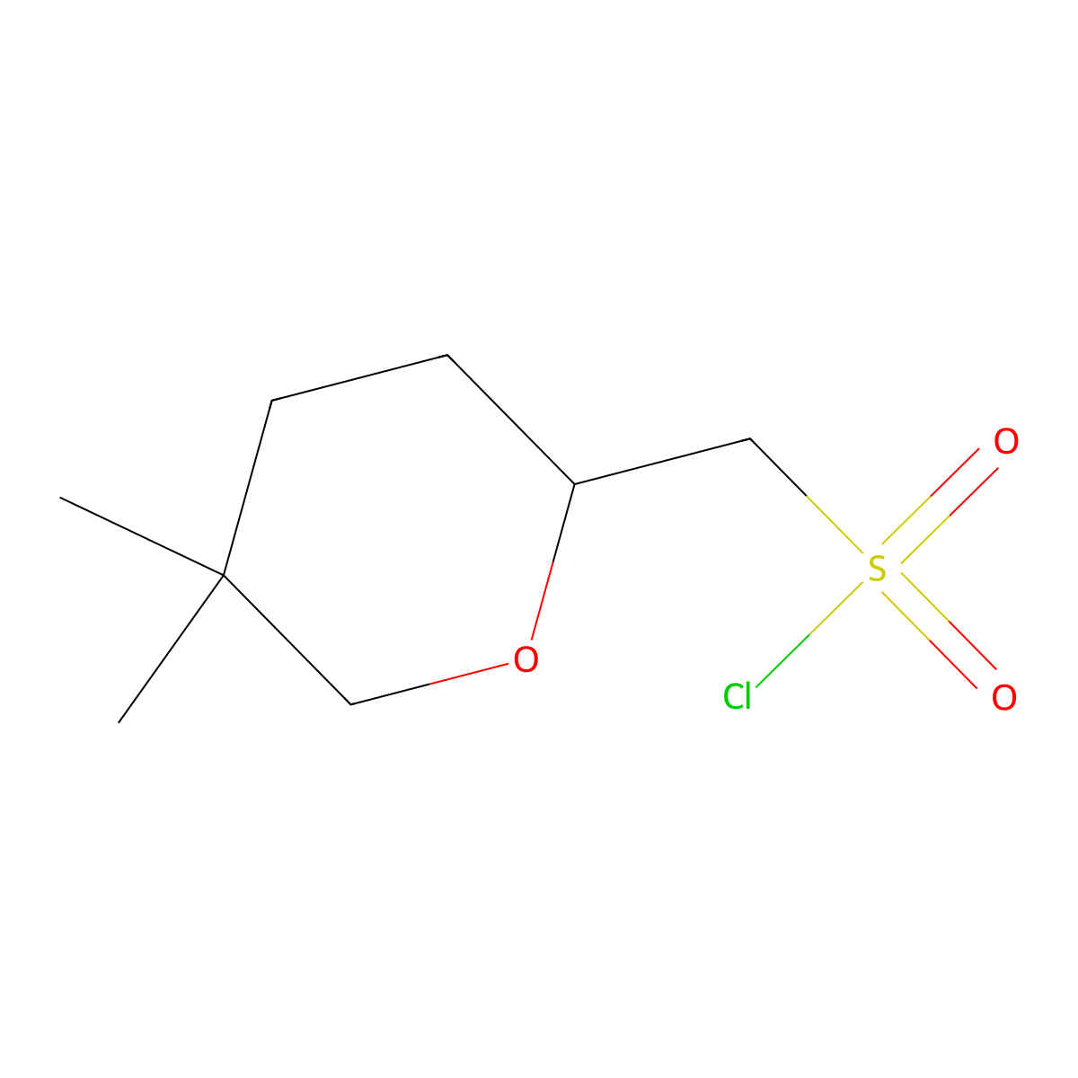 (5,5-Dimethyloxan-2-yl)methanesulfonyl chloride molecular structure, CAS 2126178-30-9