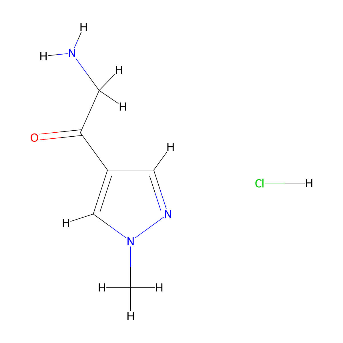 2-amino-1-(1-methyl-1H-pyrazol-4-yl)ethan-1-one hydrochloride molecular structure, CAS 2126178-31-0