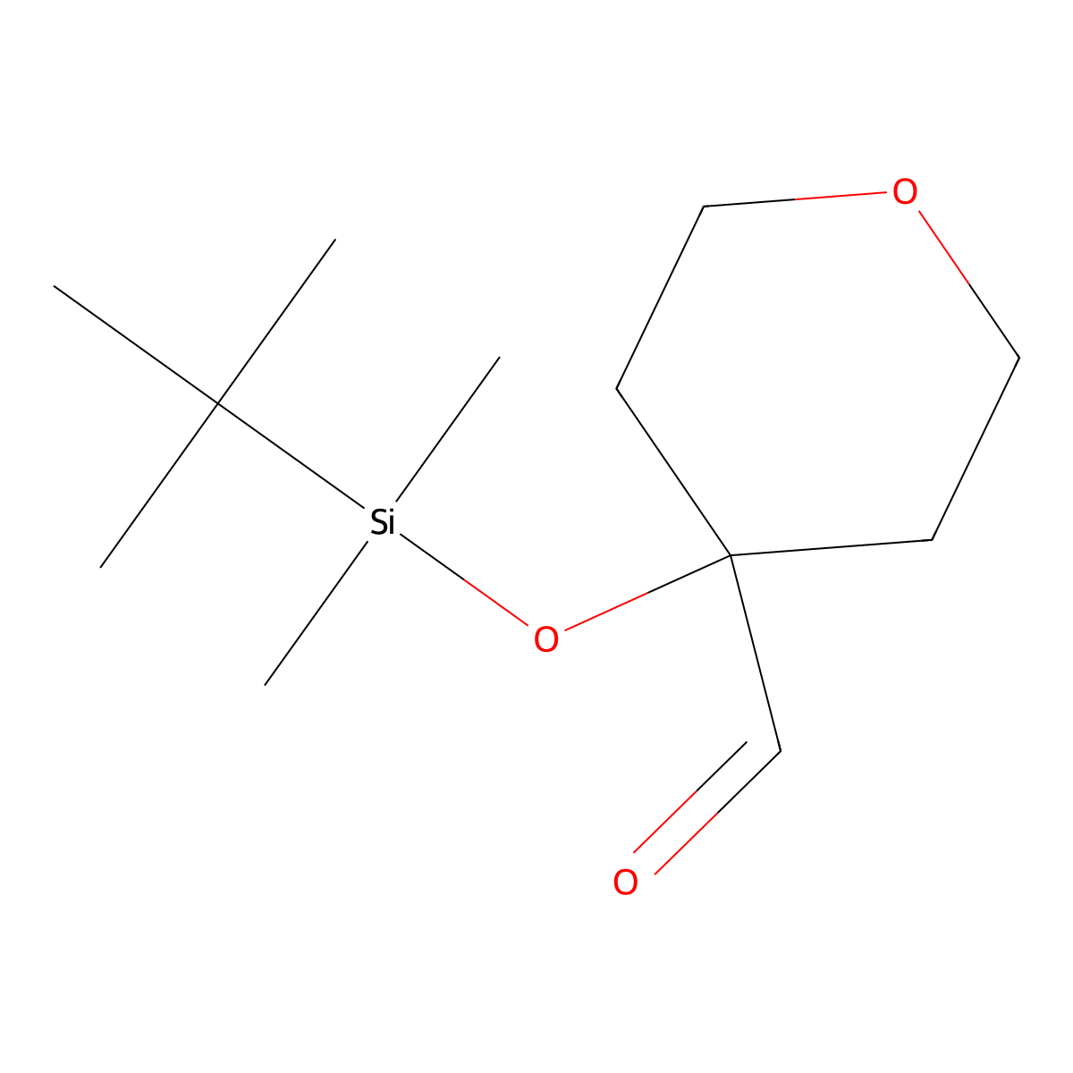 4-[(Tert-butyldimethylsilyl)oxy]oxane-4-carbaldehyde molecular structure, CAS 2126178-34-3