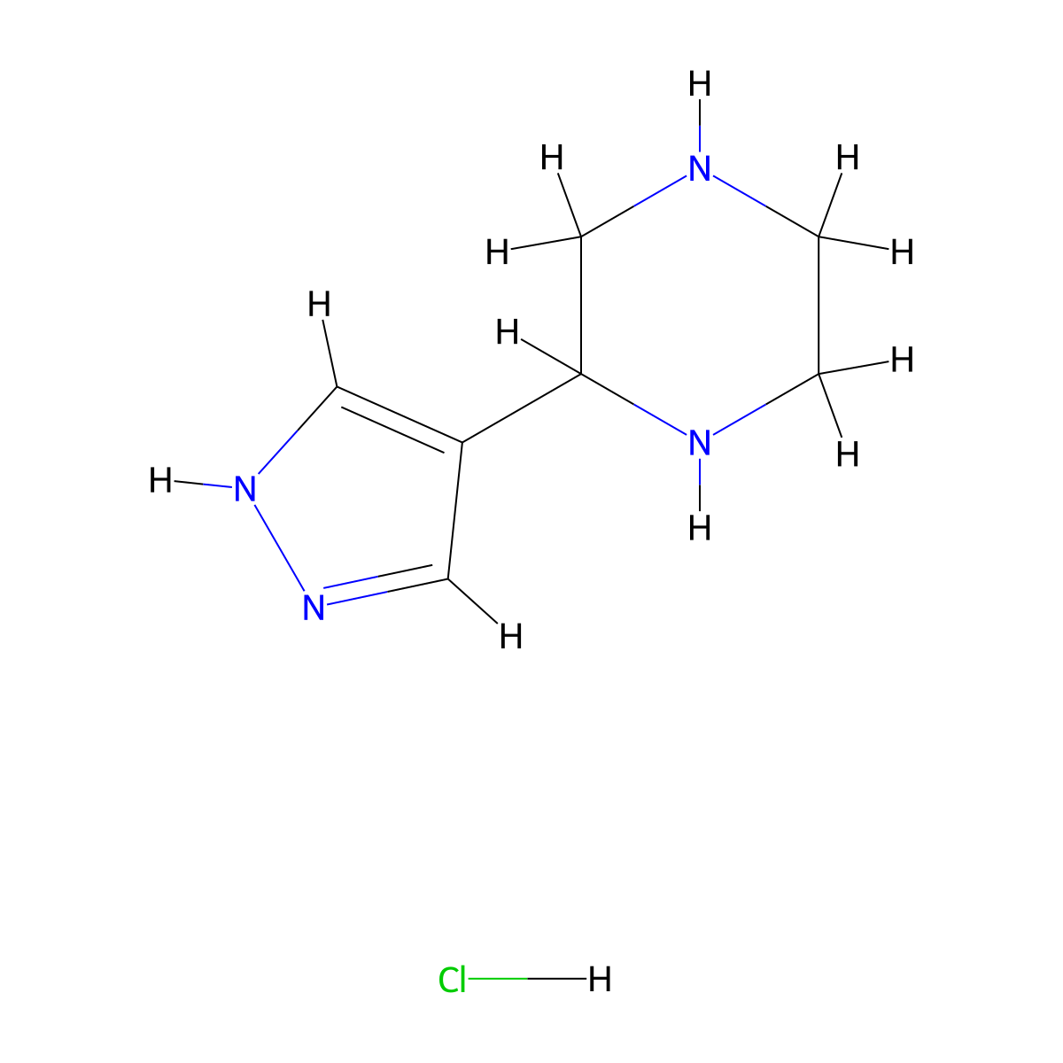 2-(1H-pyrazol-4-yl)piperazine hydrochloride molecular structure, CAS 2126178-38-7