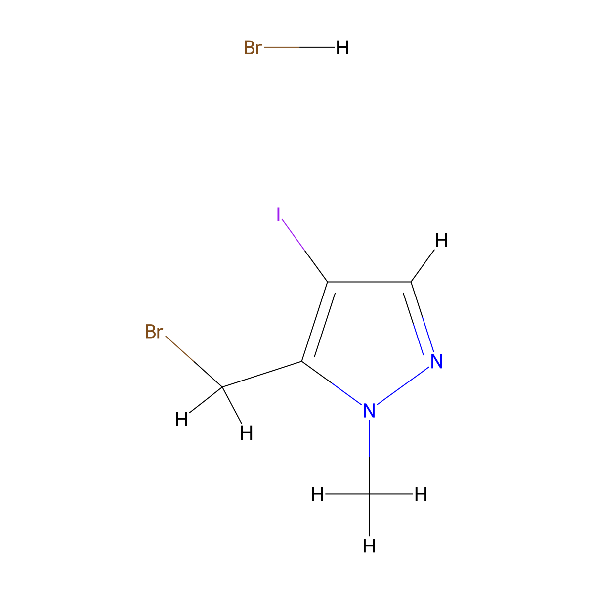 5-(Bromomethyl)-4-iodo-1-methyl-1H-pyrazole hydrobromide molecular structure, CAS 2126178-39-8