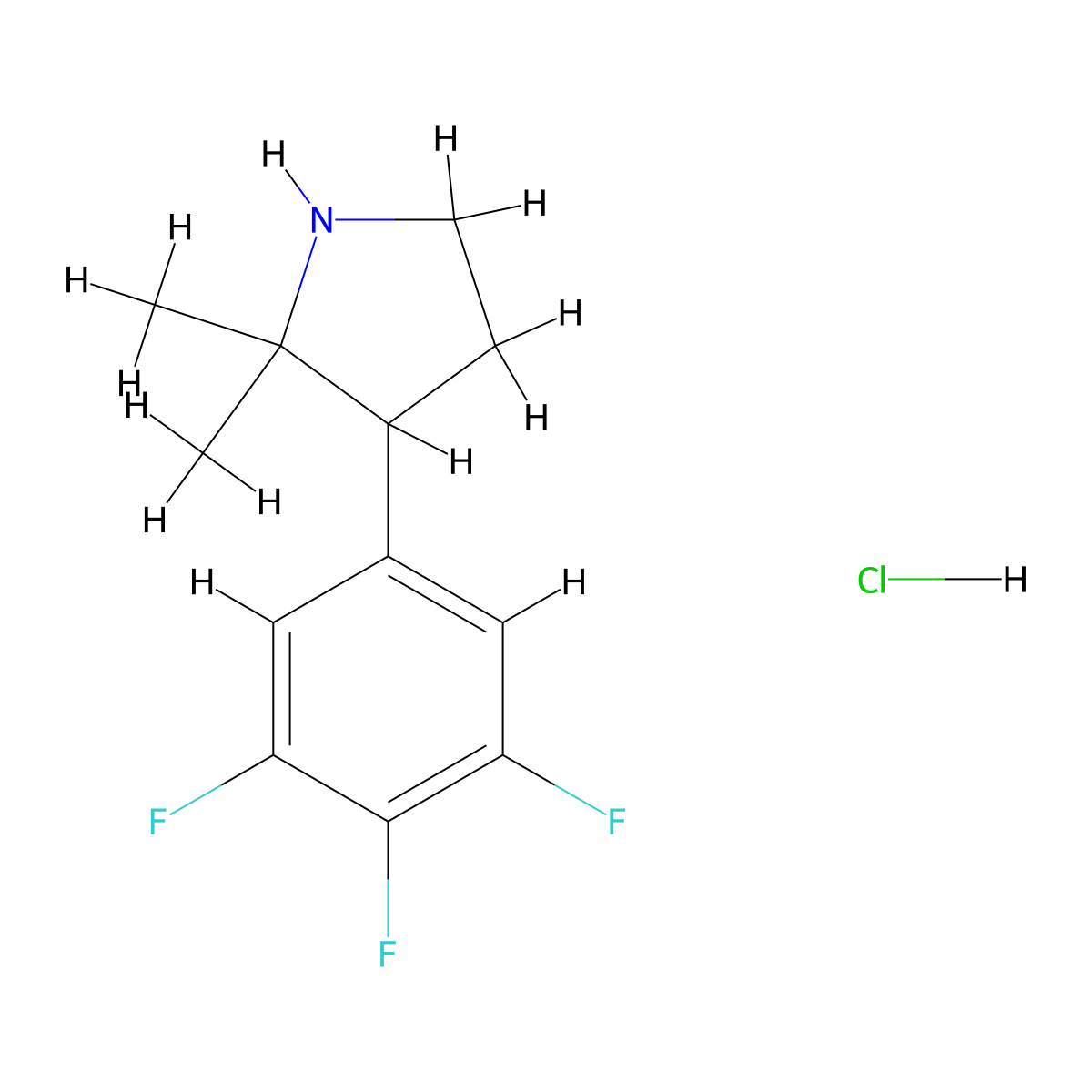 2,2-Dimethyl-3-(3,4,5-trifluorophenyl)pyrrolidine hydrochloride molecular structure, CAS 2126178-46-7