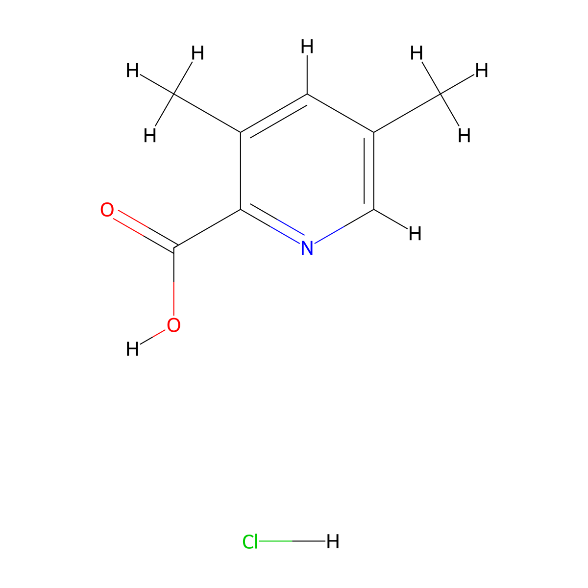 3,5-Dimethylpyridine-2-carboxylic acid hydrochloride molecular structure, CAS 2126178-51-4