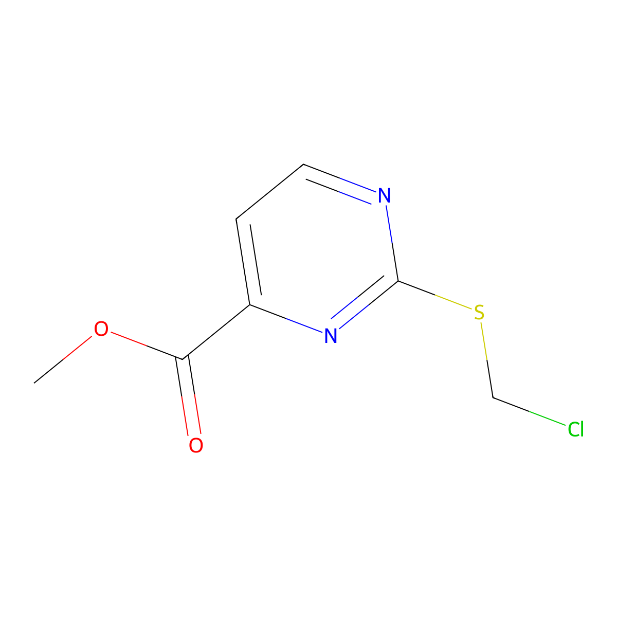 Methyl 2-[(chloromethyl)sulfanyl]pyrimidine-4-carboxylate molecular structure, CAS 2126178-52-5