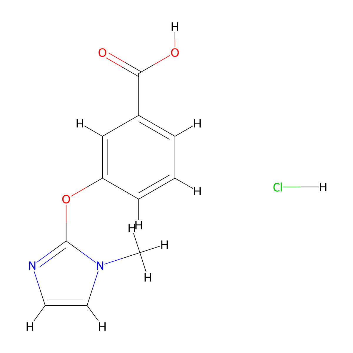 3-((1-Methyl-1H-imidazol-2-yl)oxy)benzoic acid hydrochloride molecular structure, CAS 2126178-53-6