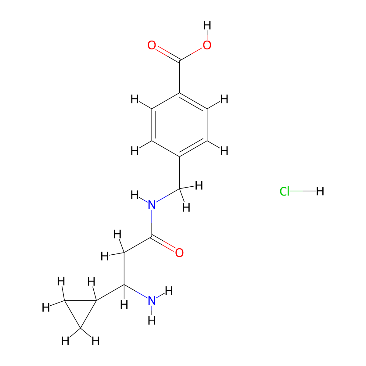 4-[(3-Amino-3-cyclopropylpropanamido)methyl]benzoic acid hydrochloride molecular structure, CAS 2126178-54-7