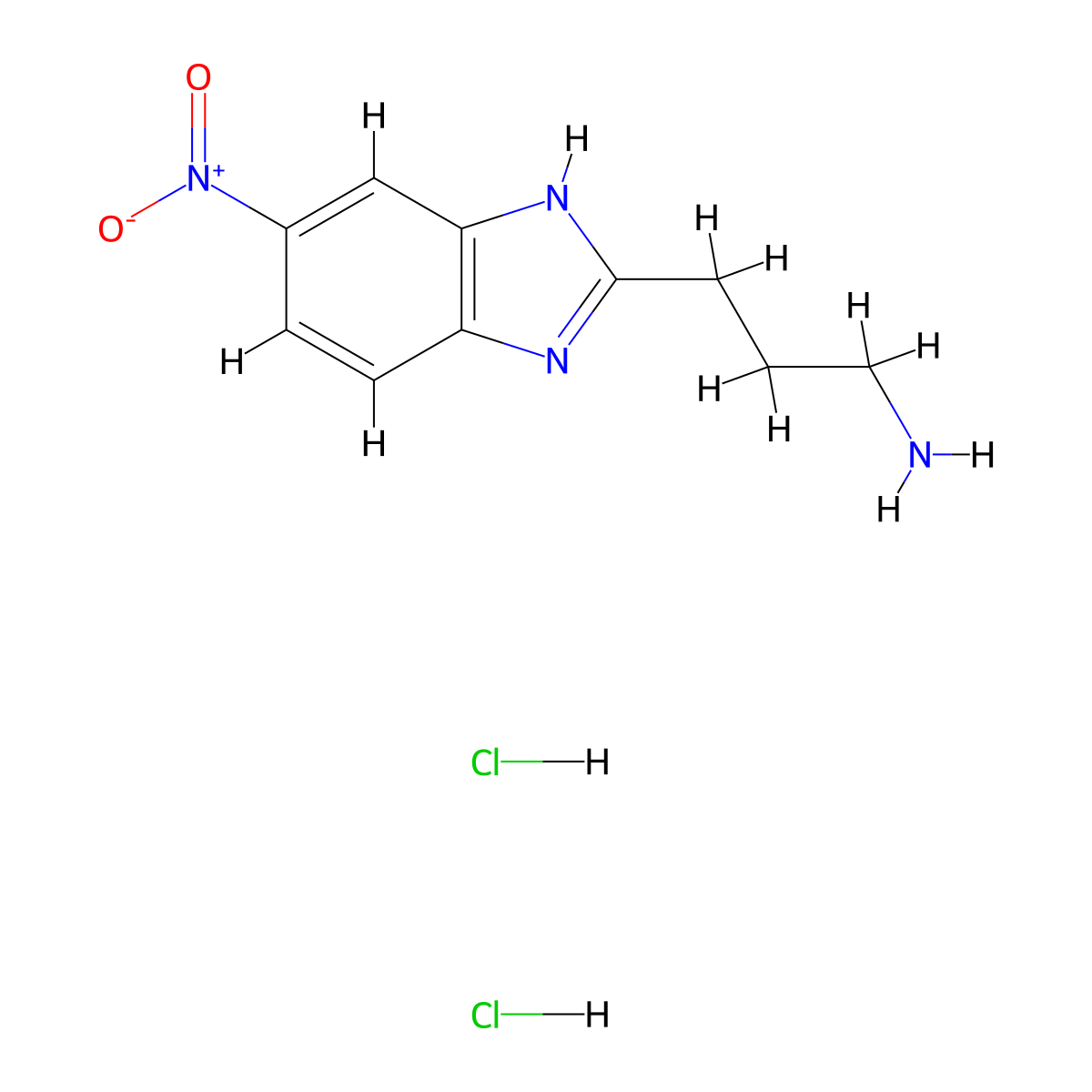 3-(5-nitro-1H-1,3-benzodiazol-2-yl)propan-1-amine dihydrochloride molecular structure, CAS 2126178-74-1