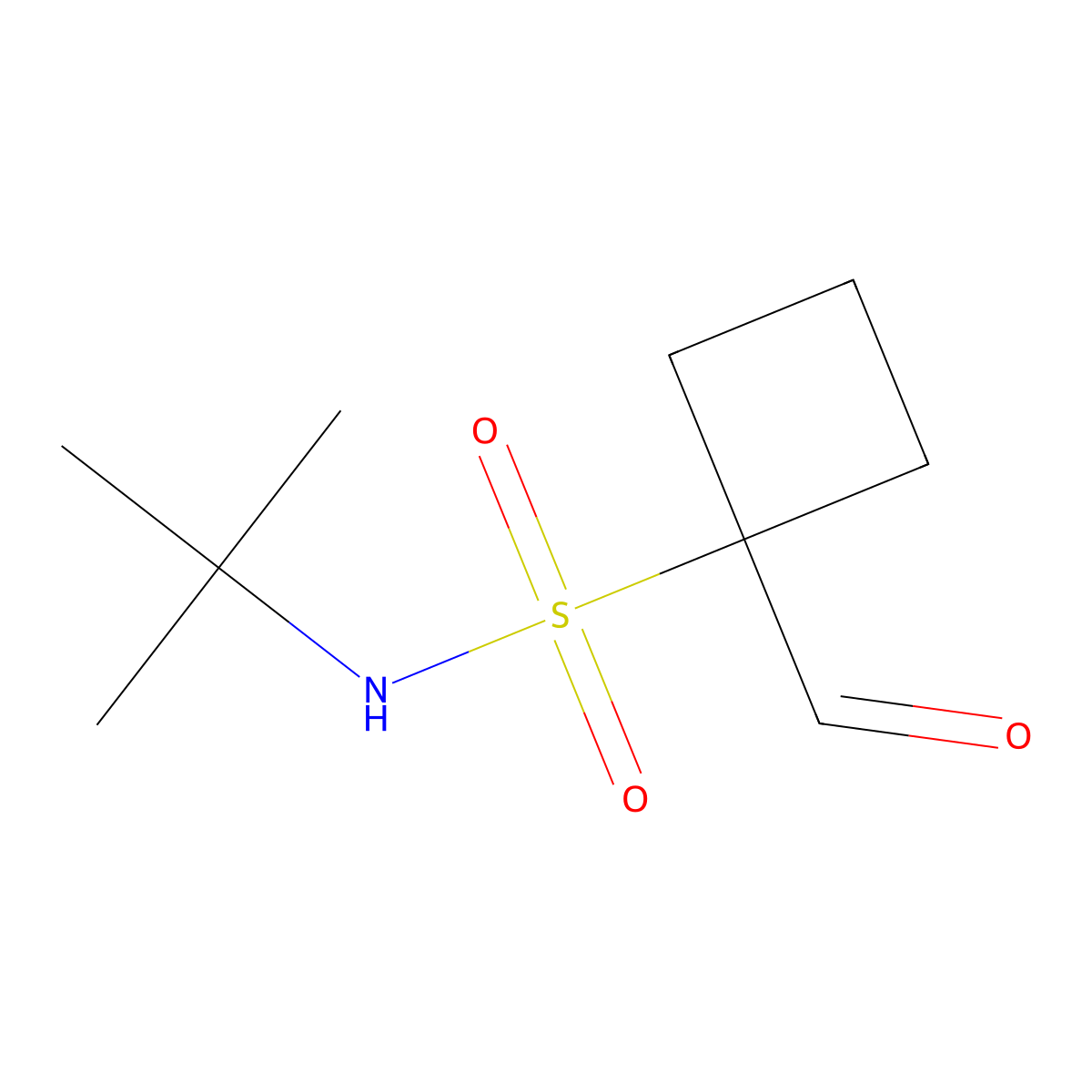 N-tert-butyl-1-formylcyclobutane-1-sulfonamide molecular structure, CAS 2126178-79-6