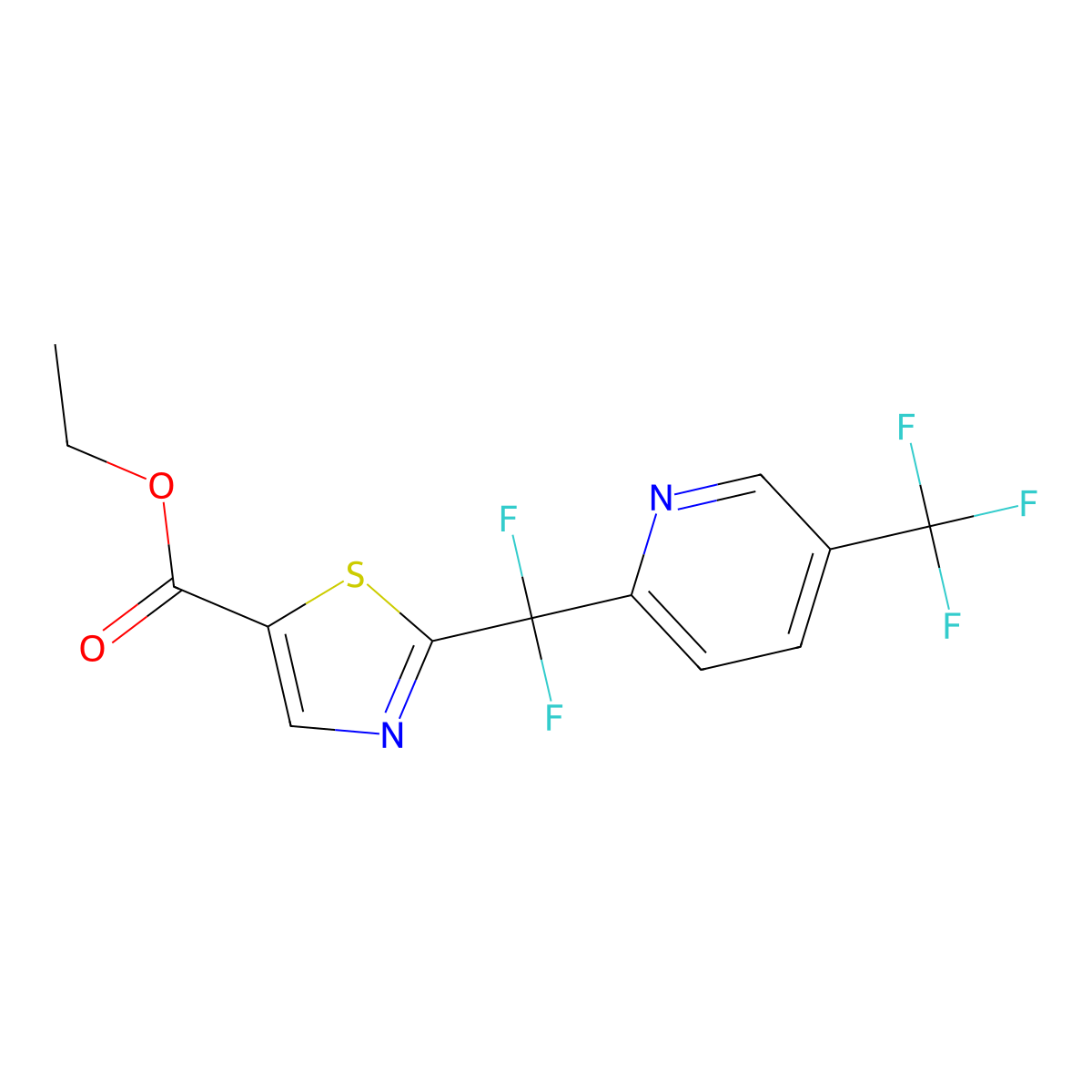 Ethyl 2-(difluoro(5-(trifluoromethyl)pyridin-2-yl)methyl)-1,3-thiazole-5-carboxylate molecular structure, CAS 2126178-80-9