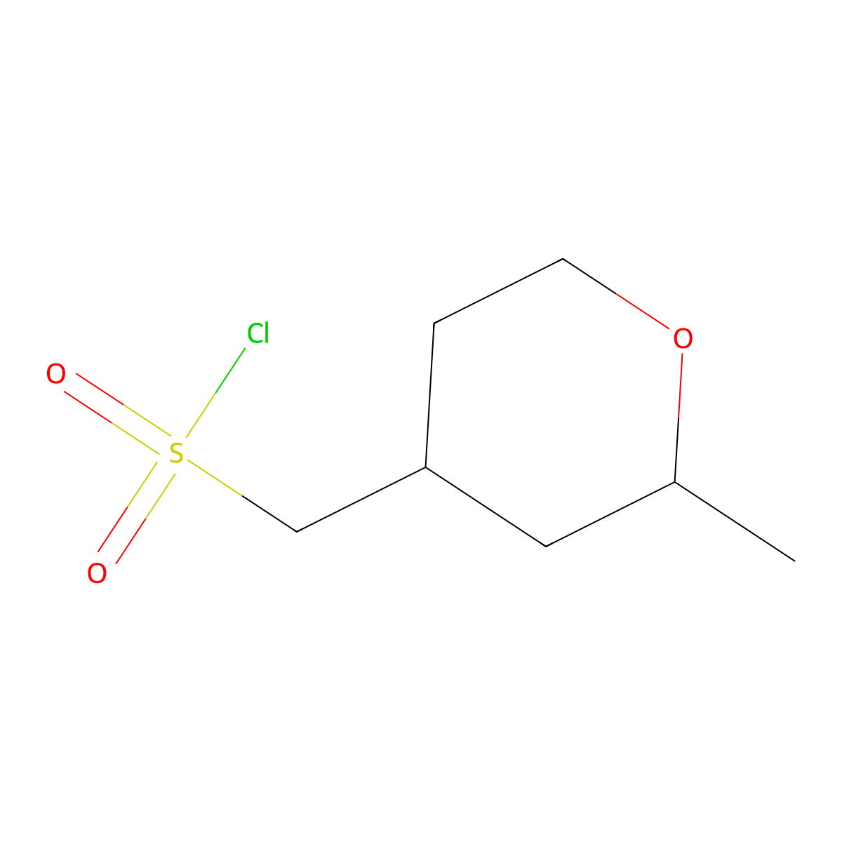 (2-Methyloxan-4-yl)methanesulfonyl chloride molecular structure, CAS 2126178-82-1