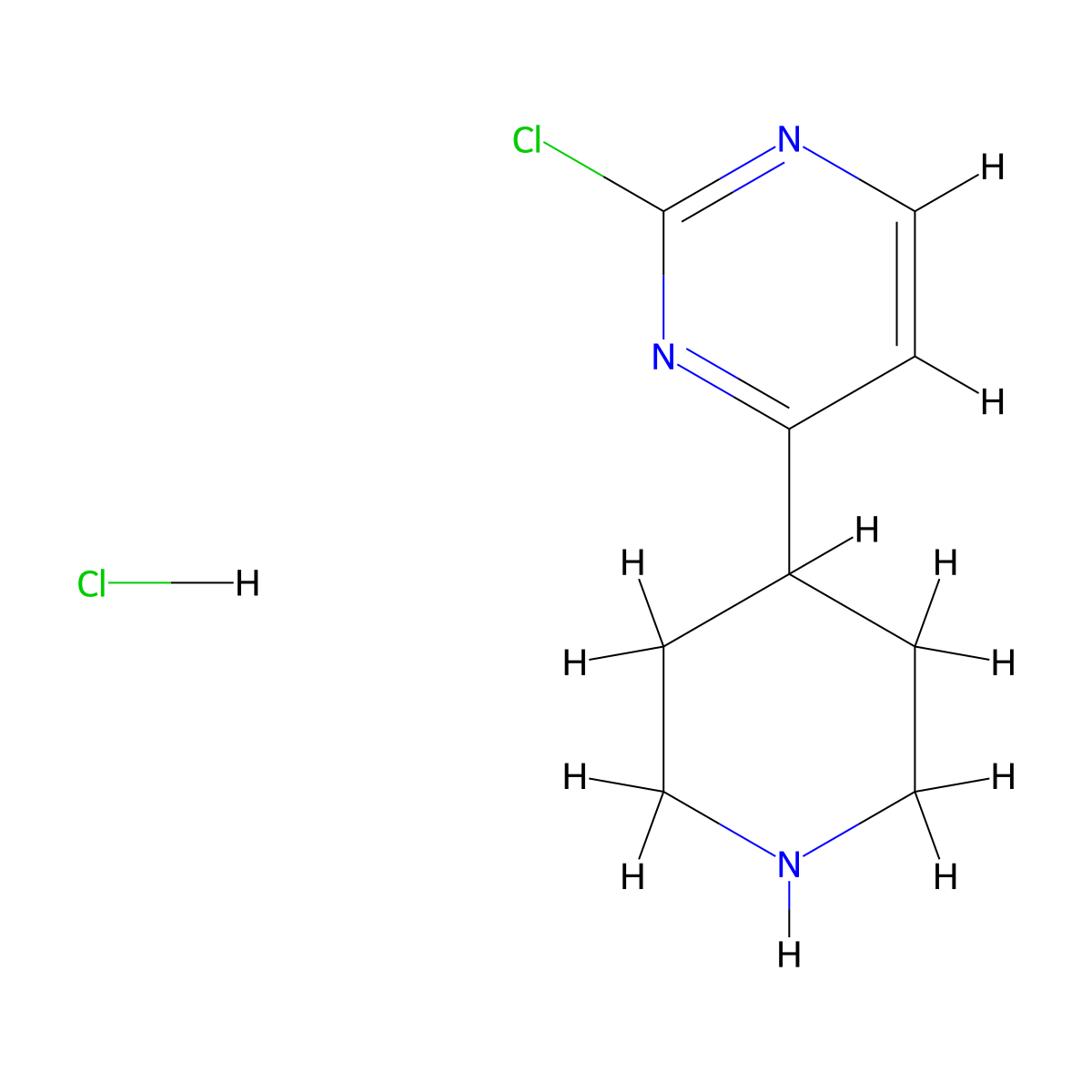 2-Chloro-4-(piperidin-4-yl)pyrimidine hydrochloride molecular structure, CAS 2126178-87-6