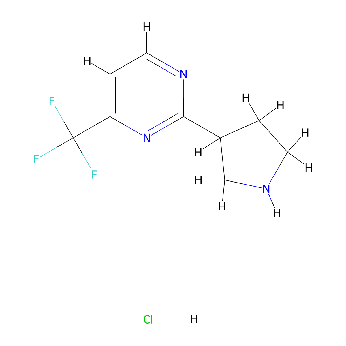 2-(Pyrrolidin-3-yl)-4-(trifluoromethyl)pyrimidine hydrochloride molecular structure, CAS 2126178-91-2