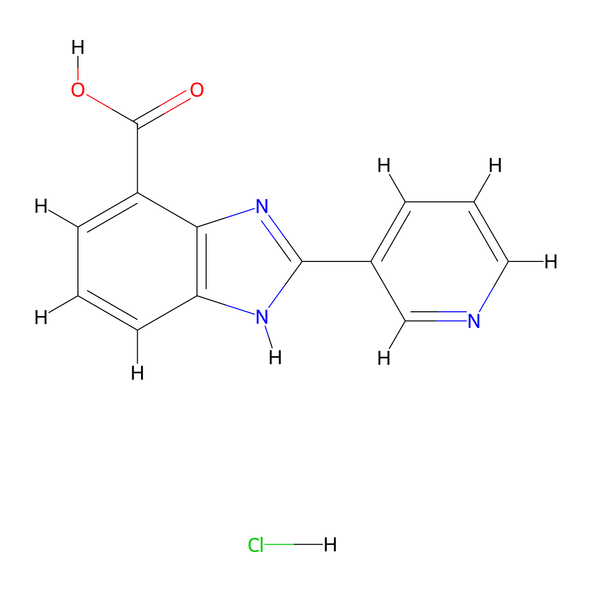 2-(pyridin-3-yl)-1H-1,3-benzodiazole-4-carboxylic acid hydrochloride molecular structure, CAS 2126178-99-0