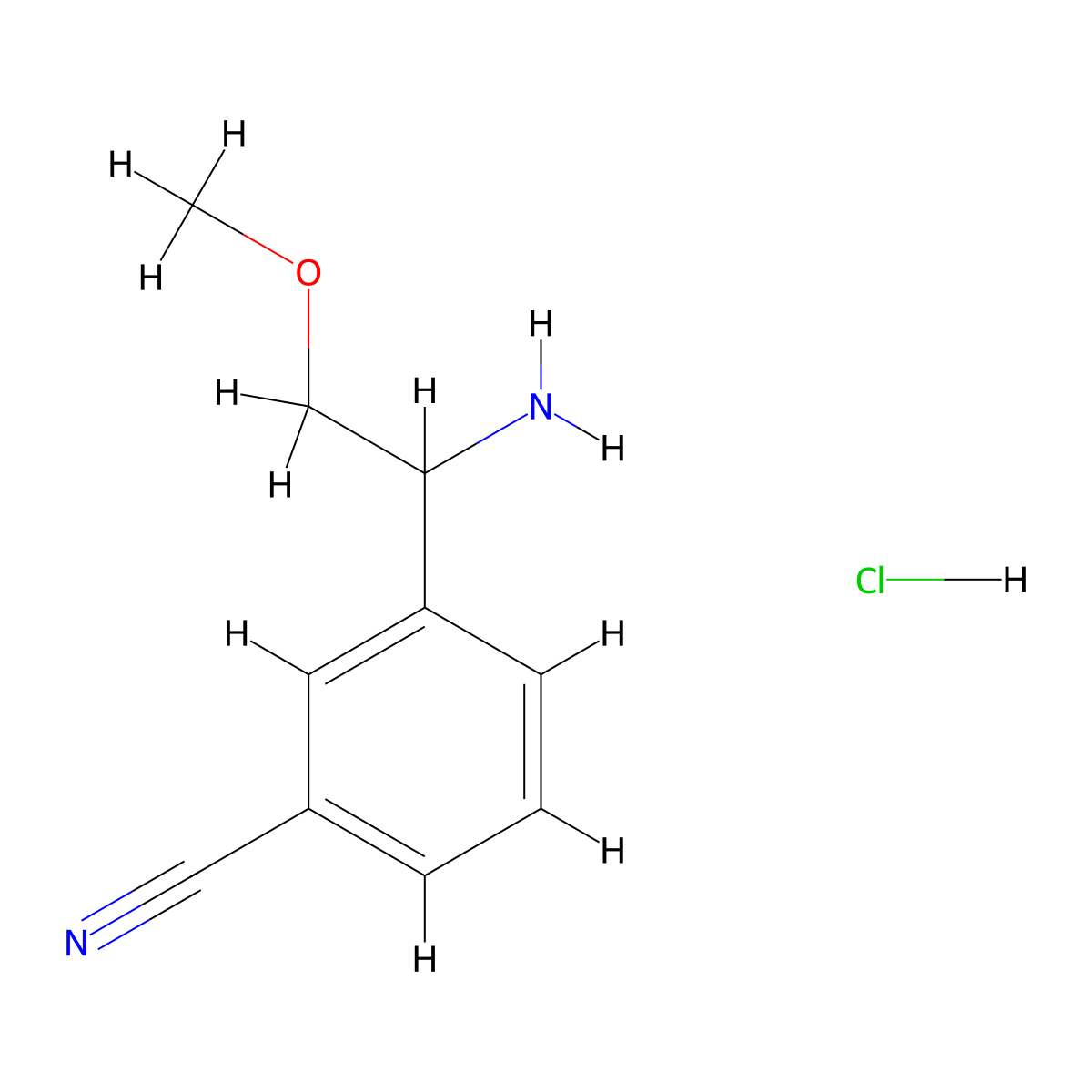 3-(1-Amino-2-methoxyethyl)benzonitrile hydrochloride molecular structure, CAS 2126179-05-1