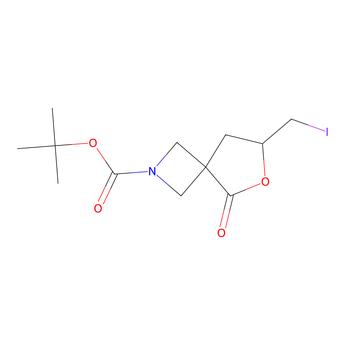 tert-Butyl 7-(iodomethyl)-5-oxo-6-oxa-2-azaspiro[3.4]octane-2-carboxylate molecular structure, CAS 2126179-07-3