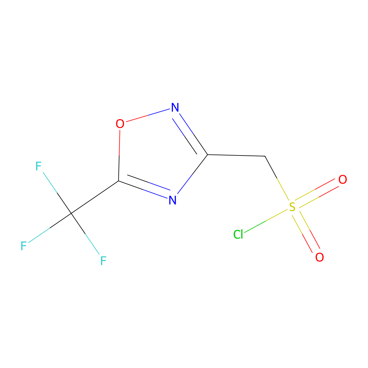 (5-(Trifluoromethyl)-1,2,4-oxadiazol-3-yl)methanesulfonyl chloride molecular structure, CAS 2126179-08-4