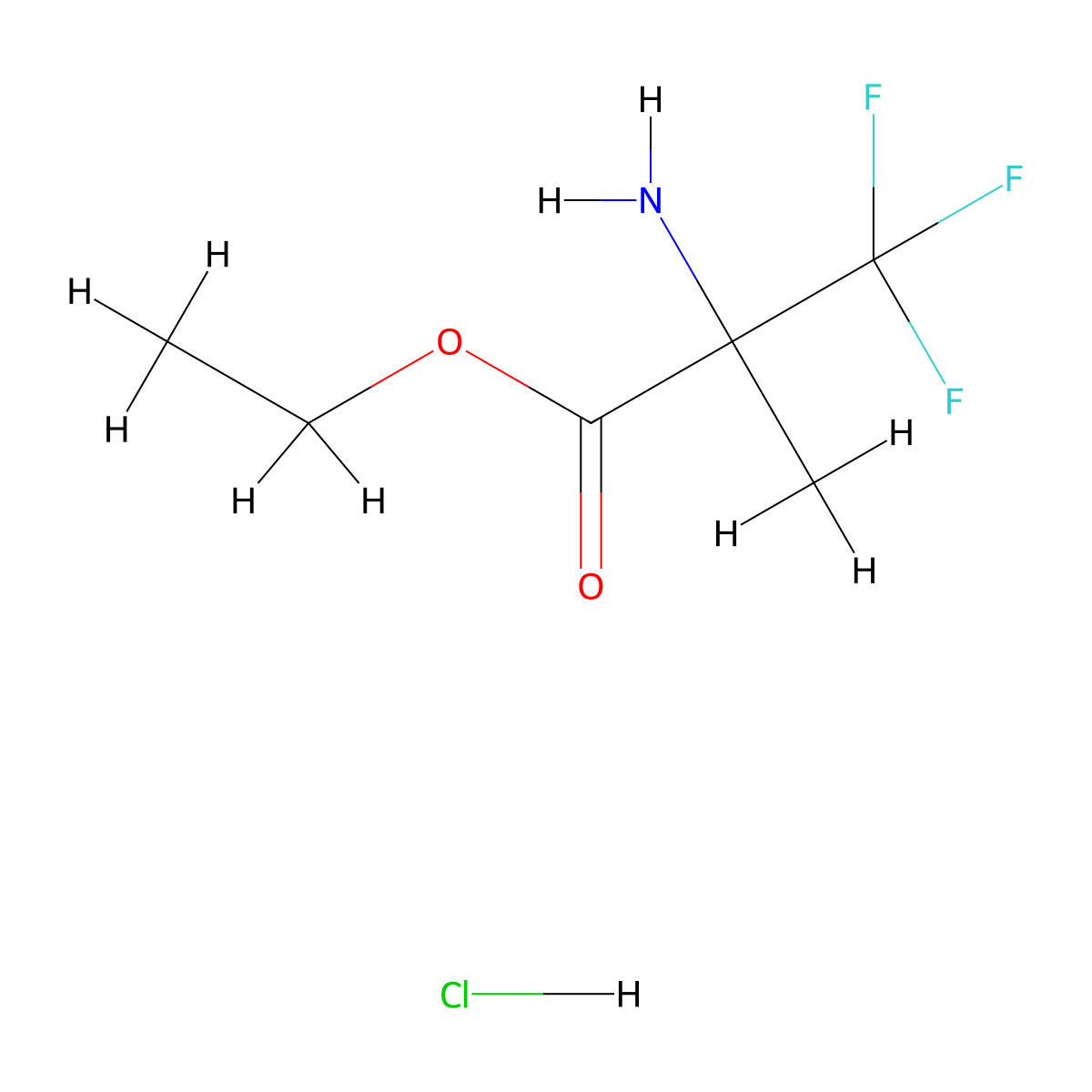 Ethyl 2-amino-3,3,3-trifluoro-2-methylpropanoate hydrochloride molecular structure, CAS 2126179-11-9
