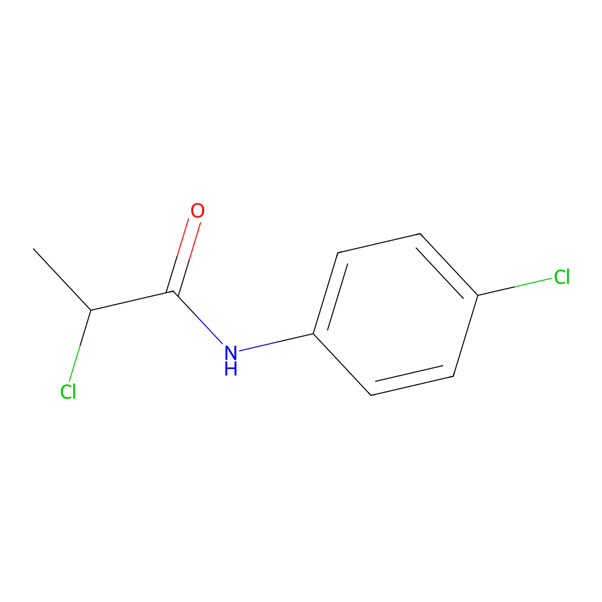 2-Chloro-N-(4-chlorophenyl)propanamide molecular structure, CAS 21262-05-5