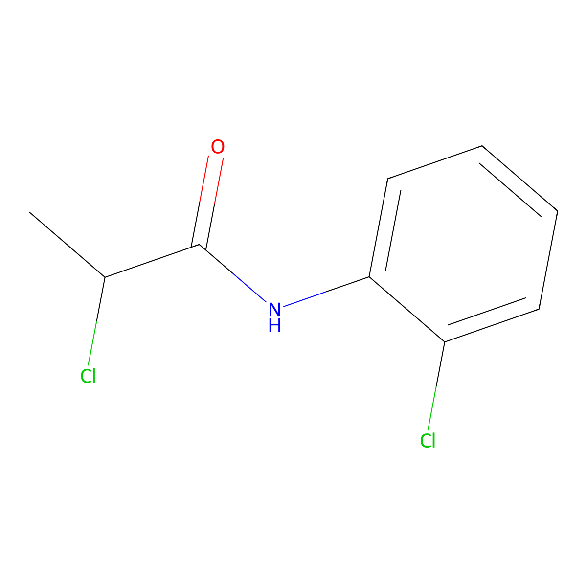 2-chloro-N-(2-chlorophenyl)propanamide molecular structure, CAS 21262-07-7