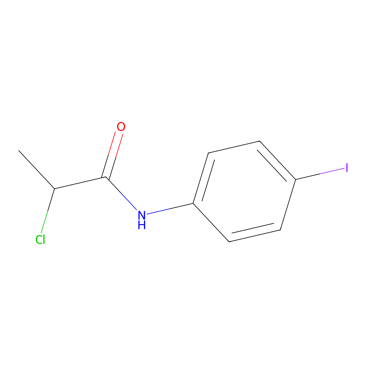 2-chloro-N-(4-iodophenyl)propanamide molecular structure, CAS 21262-09-9