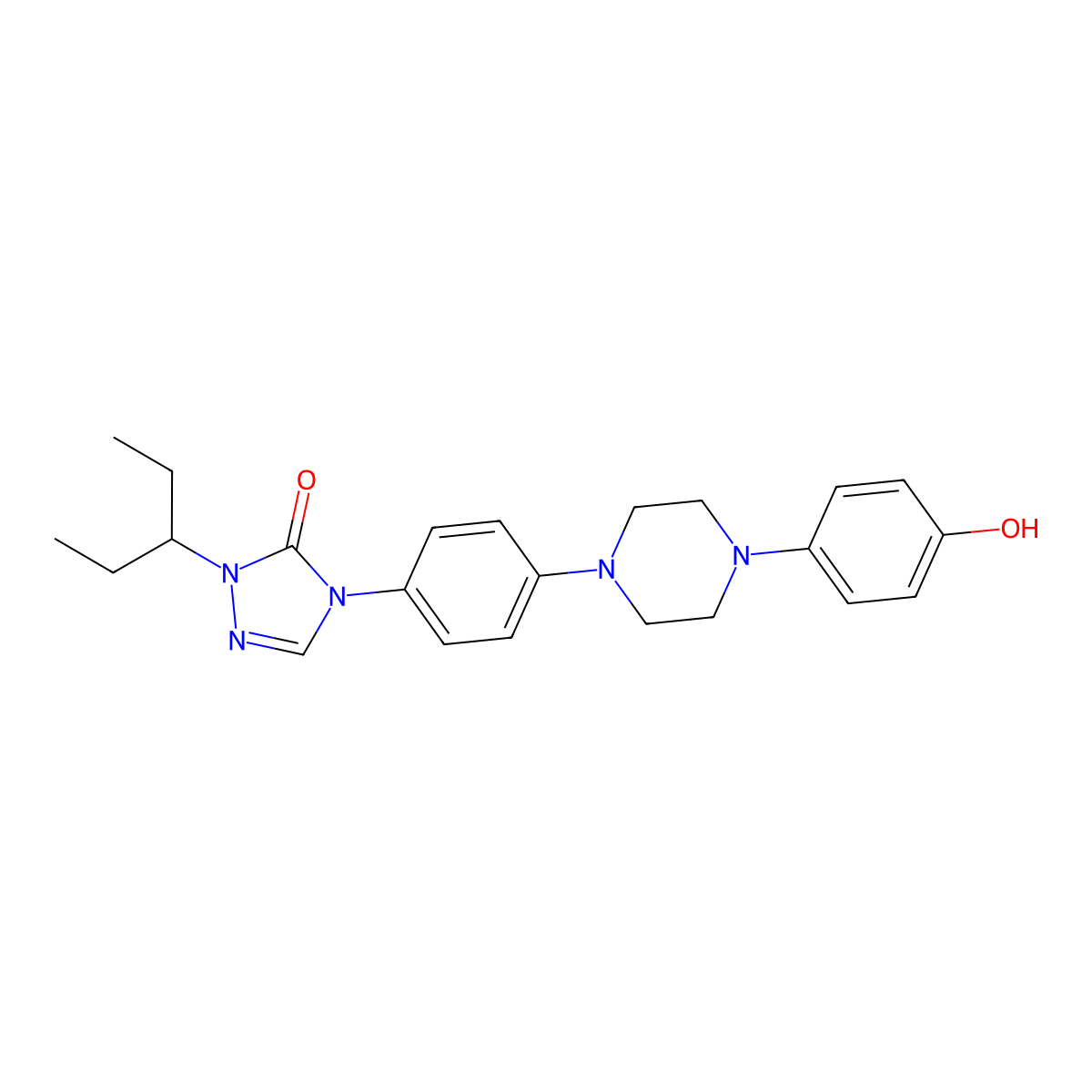 4-(4-(4-(4-Hydroxyphenyl)piperazin-1-yl)phenyl)-1-(pentan-3-yl)-1H-1,2,4-triazol-5(4H)-one molecular structure, CAS 212632-01-4