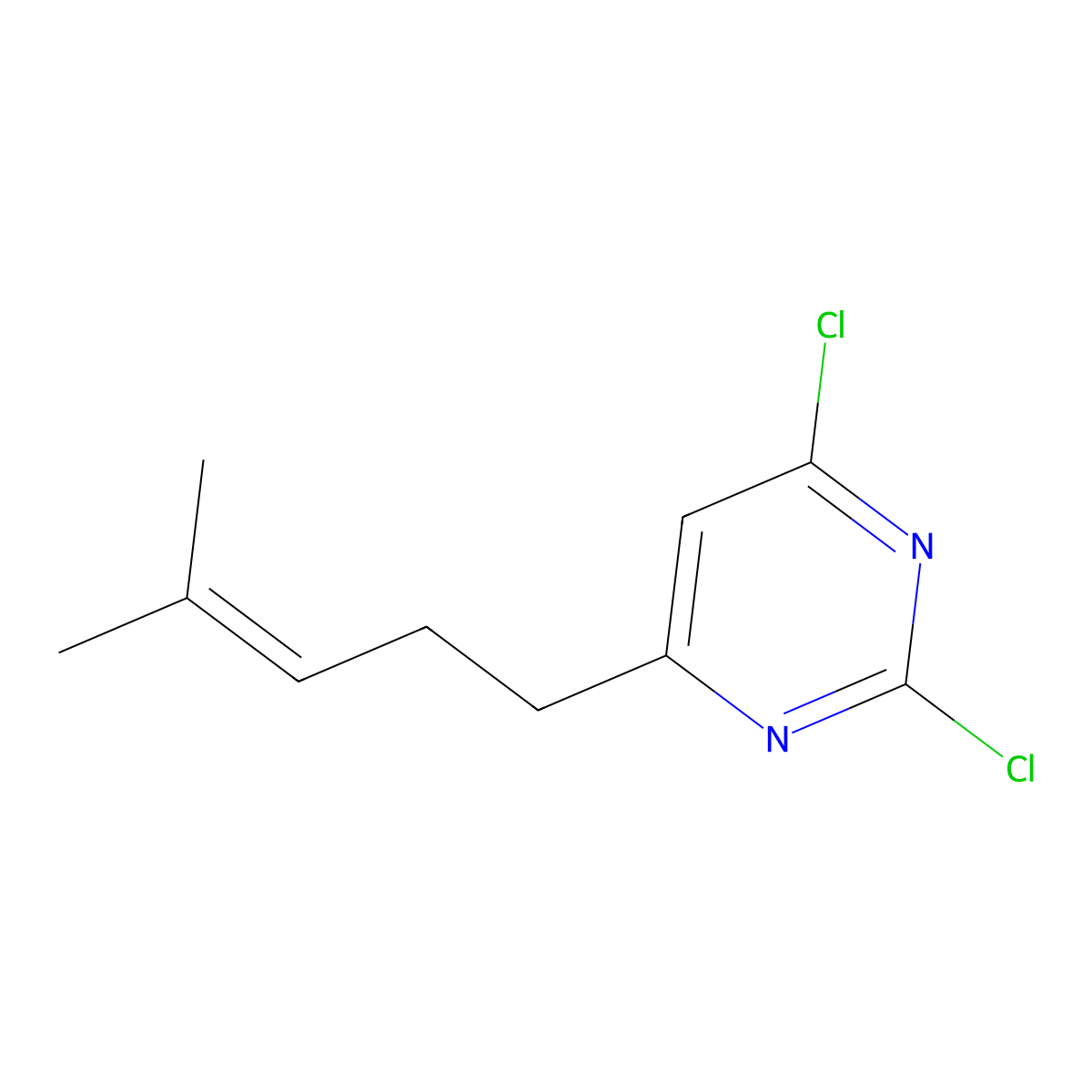 2,4-Dichloro-6-(4-methylpent-3-en-1-yl)pyrimidine molecular structure, CAS 212650-38-9