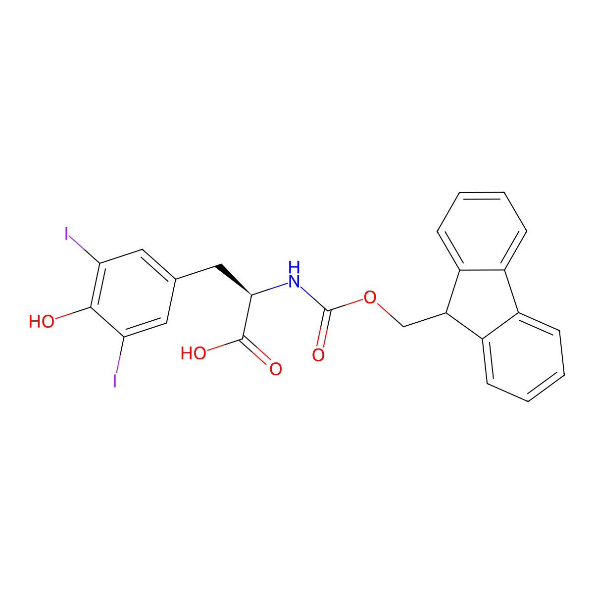 Fmoc-3,5-diiodo-D-tyrosine molecular structure, CAS 212651-51-9