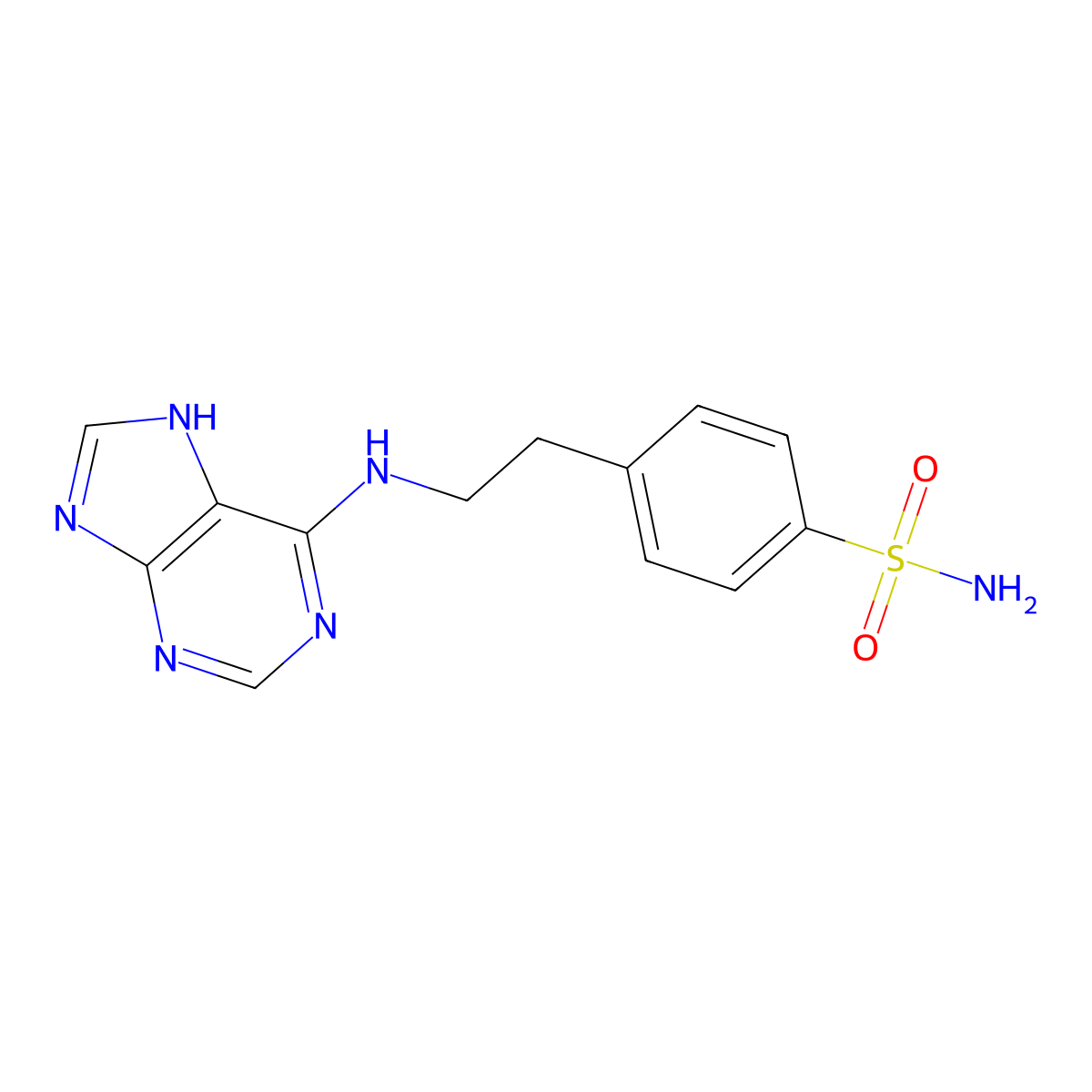 4-[2-(7H-purin-6-ylamino)ethyl]benzenesulfonamide molecular structure, CAS 21266-67-1