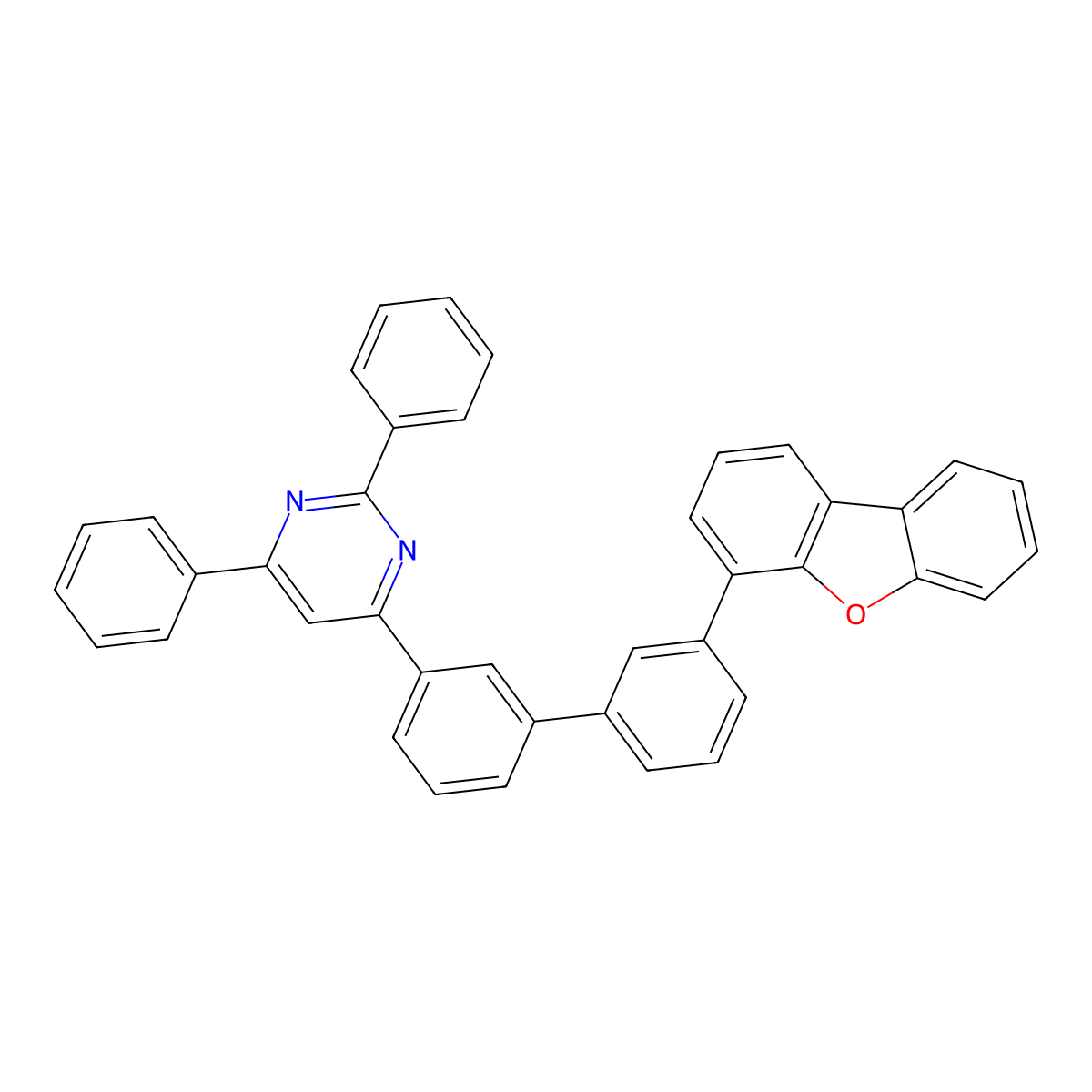 4-[3-(3-Dibenzofuran-4-ylphenyl)phenyl]-2,6-diphenylpyrimidine molecular structure, CAS 2126742-84-3