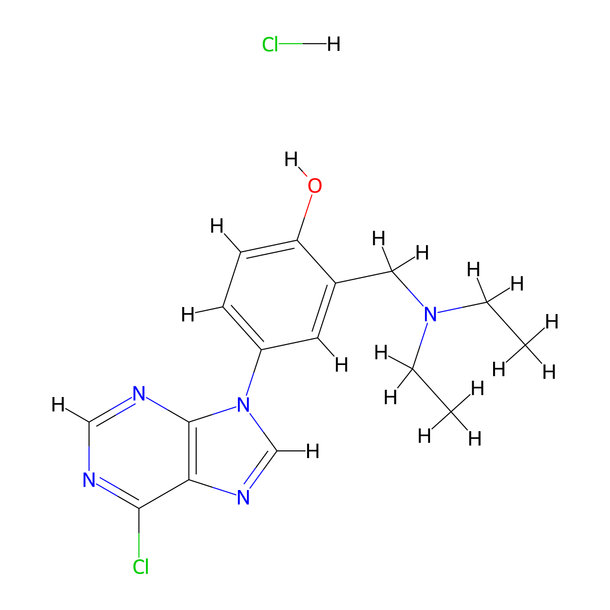 4-(6-Chloropurin-9-yl)-2-(diethylaminomethyl)phenol molecular structure, CAS 21268-13-3