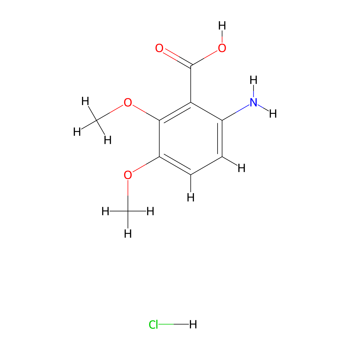 6-Amino-2,3-dimethoxybenzoic acid hydrochloride molecular structure, CAS 2126832-38-8