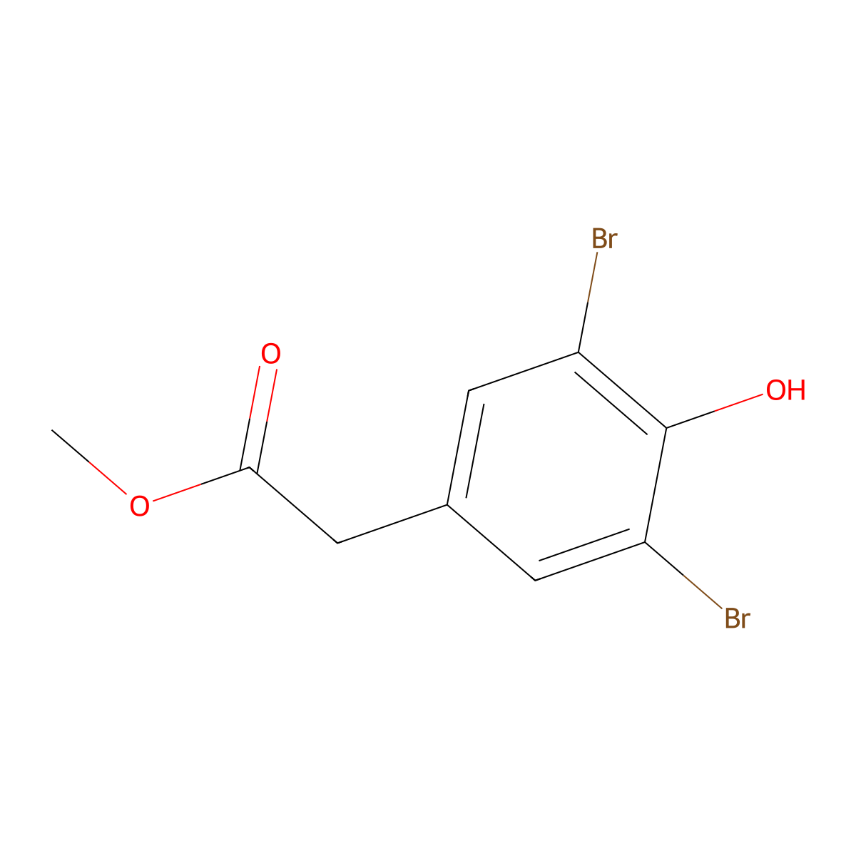 Methyl 2-(3,5-dibromo-4-hydroxyphenyl)acetate molecular structure, CAS 212688-02-3