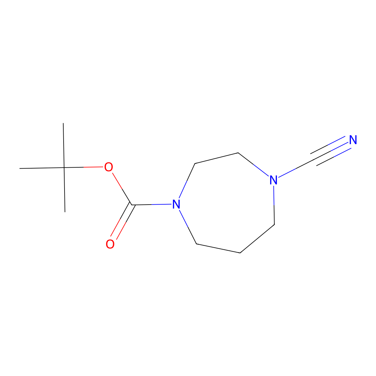 Tert-butyl 4-cyano-1,4-diazepane-1-carboxylate molecular structure, CAS 2126918-57-6