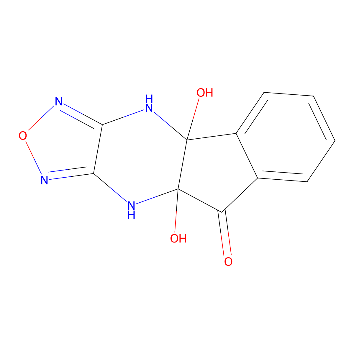 4a,9a-dihydroxy-9a,10-dihydro-4H-indeno[1,2-b][1,2,5]oxadiazolo[3,4-e]pyrazin-9(4aH)-one molecular structure, CAS 212692-15-4