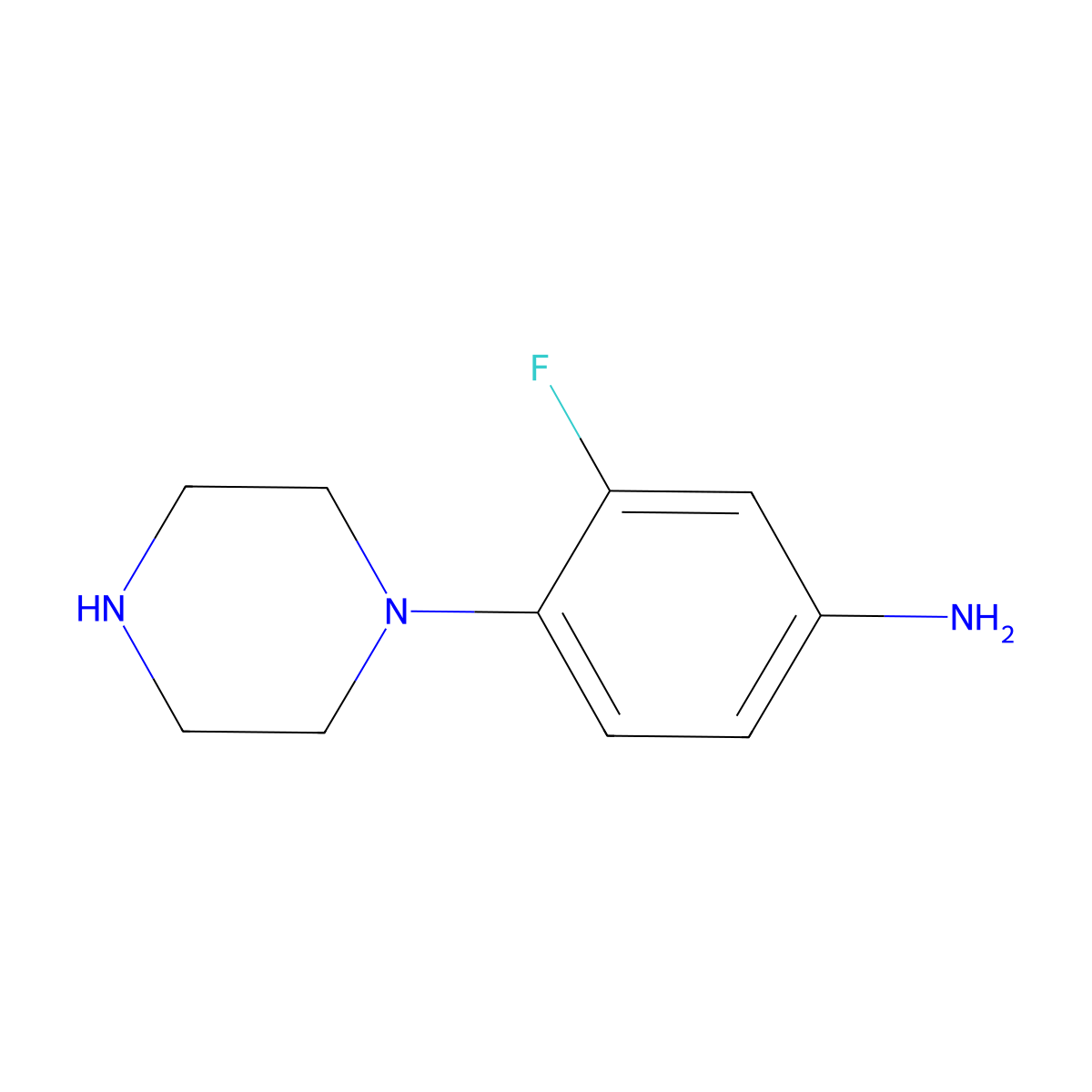 3-Fluoro-4-(piperazin-1-yl)aniline molecular structure, CAS 212694-67-2