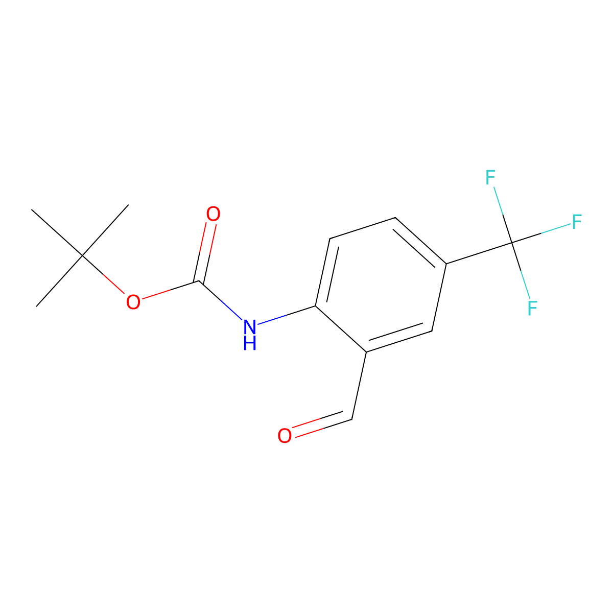 tert-Butyl 4-(trifluoromethyl)-2-formylphenylcarbamate molecular structure, CAS 212696-38-3