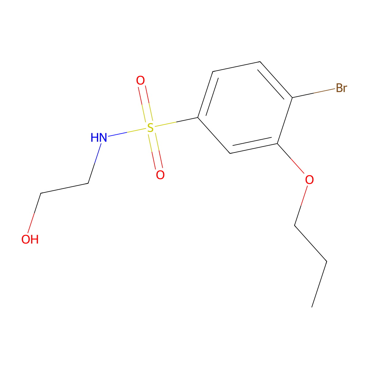 4-bromo-N-(2-hydroxyethyl)-3-propoxybenzenesulfonamide molecular structure, CAS 2126990-46-1