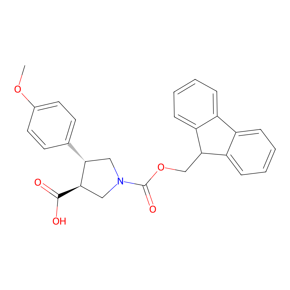 rac-(3R,4S)-1-{[(9H-fluoren-9-yl)methoxy]carbonyl}-4-(4-methoxyphenyl)pyrrolidine-3-carboxylic acid molecular structure, CAS 2127012-04-6