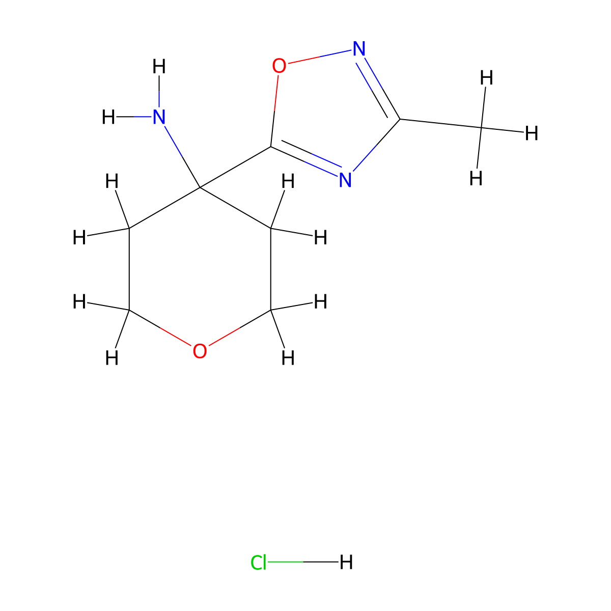 4-(3-Methyl-1,2,4-oxadiazol-5-yl)oxan-4-amine hydrochloride molecular structure, CAS 2127055-54-1