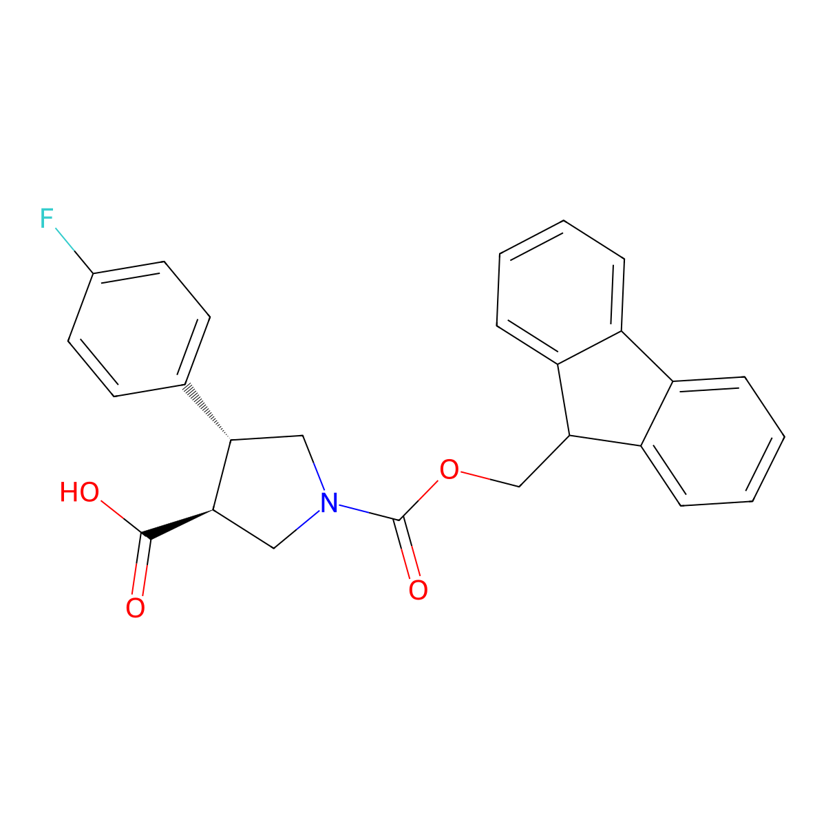 rac-(3R,4S)-1-(((9H-fluoren-9-yl)methoxy)carbonyl)-4-(4-fluorophenyl)pyrrolidine-3-carboxylic acid molecular structure, CAS 2127056-86-2