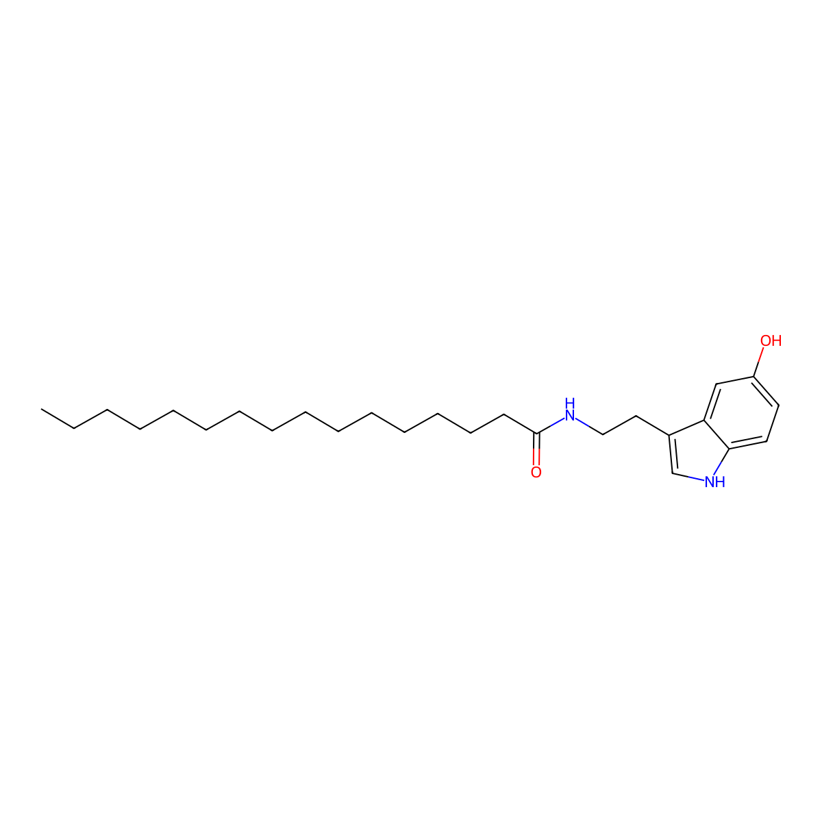 N-[2-(5-hydroxy-1H-indol-3-yl)ethyl]hexadecanamide molecular structure, CAS 212707-51-2