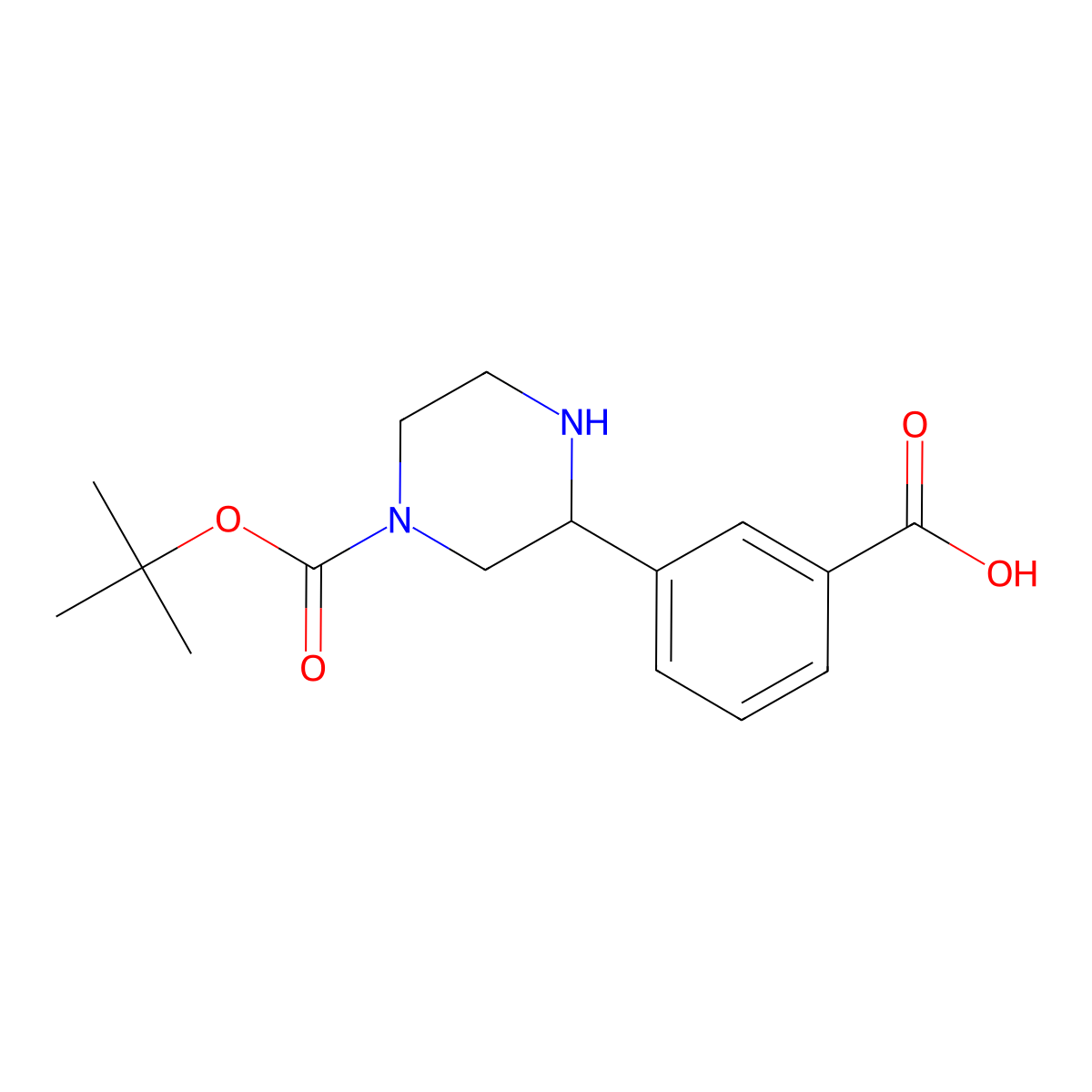 3-{4-[(Tert-butoxy)carbonyl]piperazin-2-yl}benzoic acid molecular structure, CAS 2127075-93-6