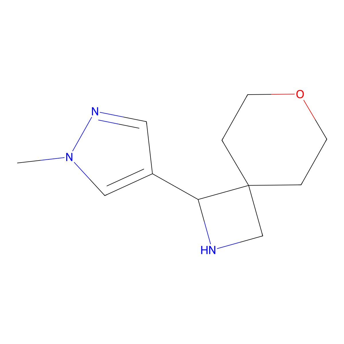 1-(1-methyl-1H-pyrazol-4-yl)-7-oxa-2-azaspiro[3.5]nonane molecular structure, CAS 2127078-77-5
