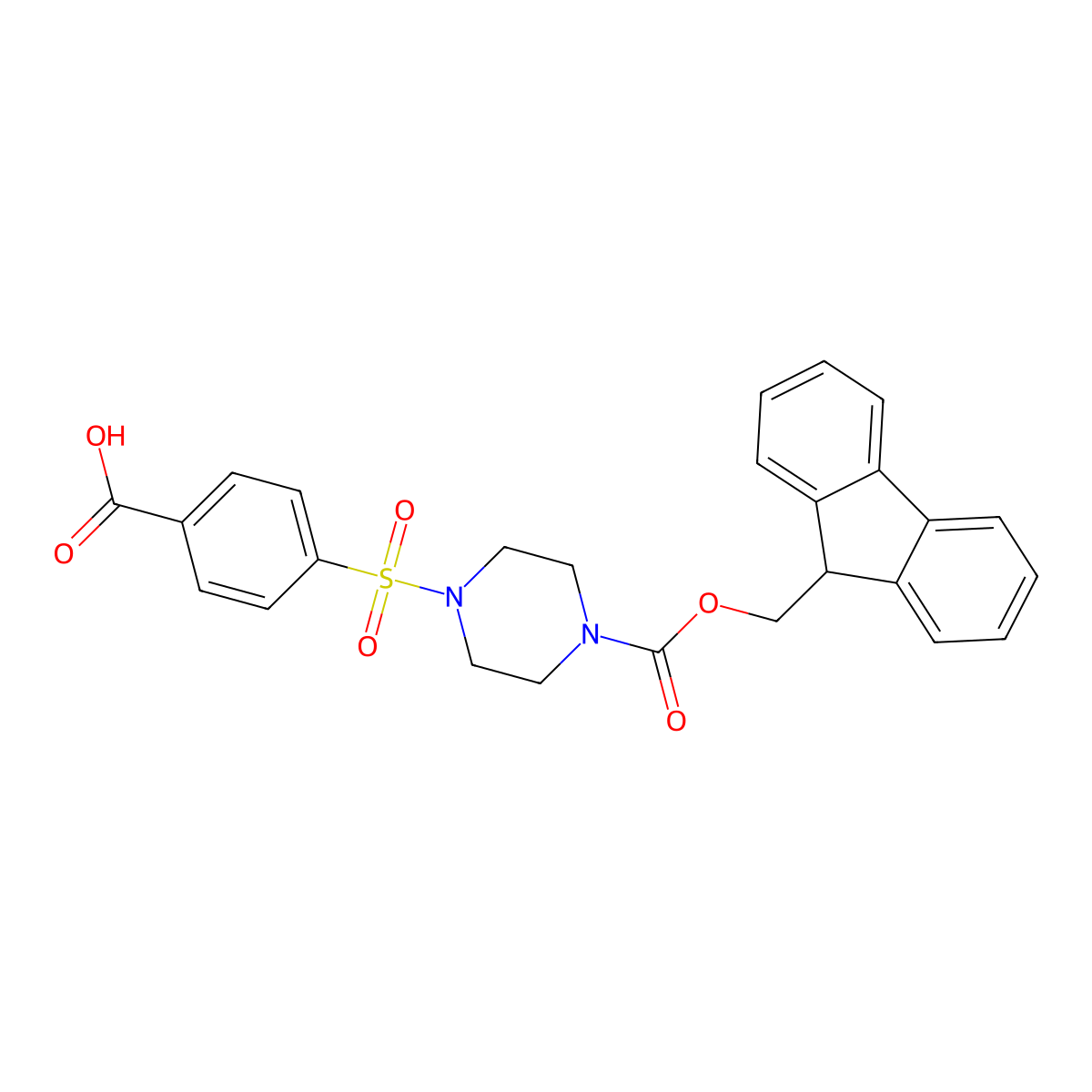 4-[(4-{[(9H-fluoren-9-yl)methoxy]carbonyl}piperazin-1-yl)sulfonyl]benzoic acid molecular structure, CAS 2127078-88-8